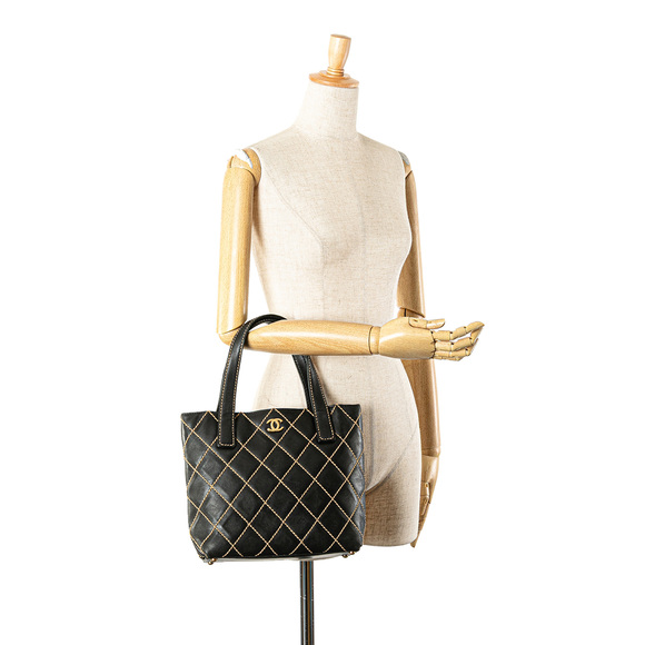 Pre-Loved Chanel Small CC Quilted Calfskin Wild Stitch Tote - Picture 11 of 11